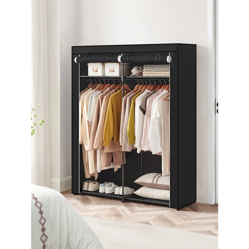 Wardrobe Closet Portable Fabric Cover - Czarna szafa, przenośna szafa do sypialni,