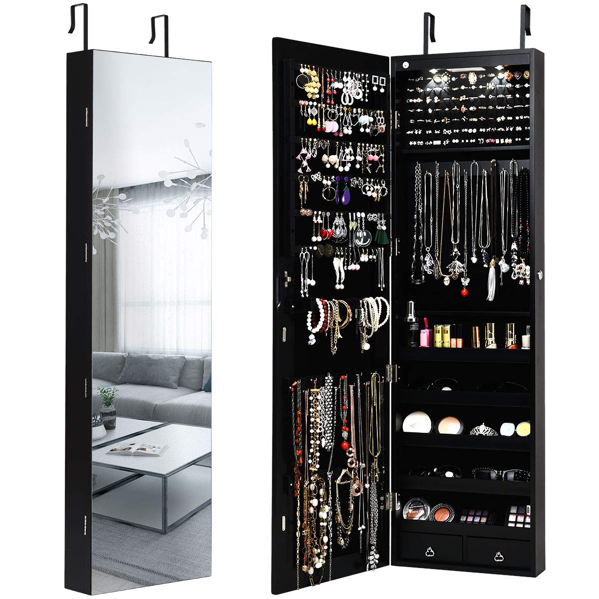 Full Length Mirror Jewelry Armoire - Szafka na biżuterię montowana na ścianie