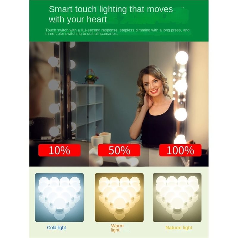 Dressing Table Vanity With Lighted Mirror - Lampa LED do toaletki, ładowana przez