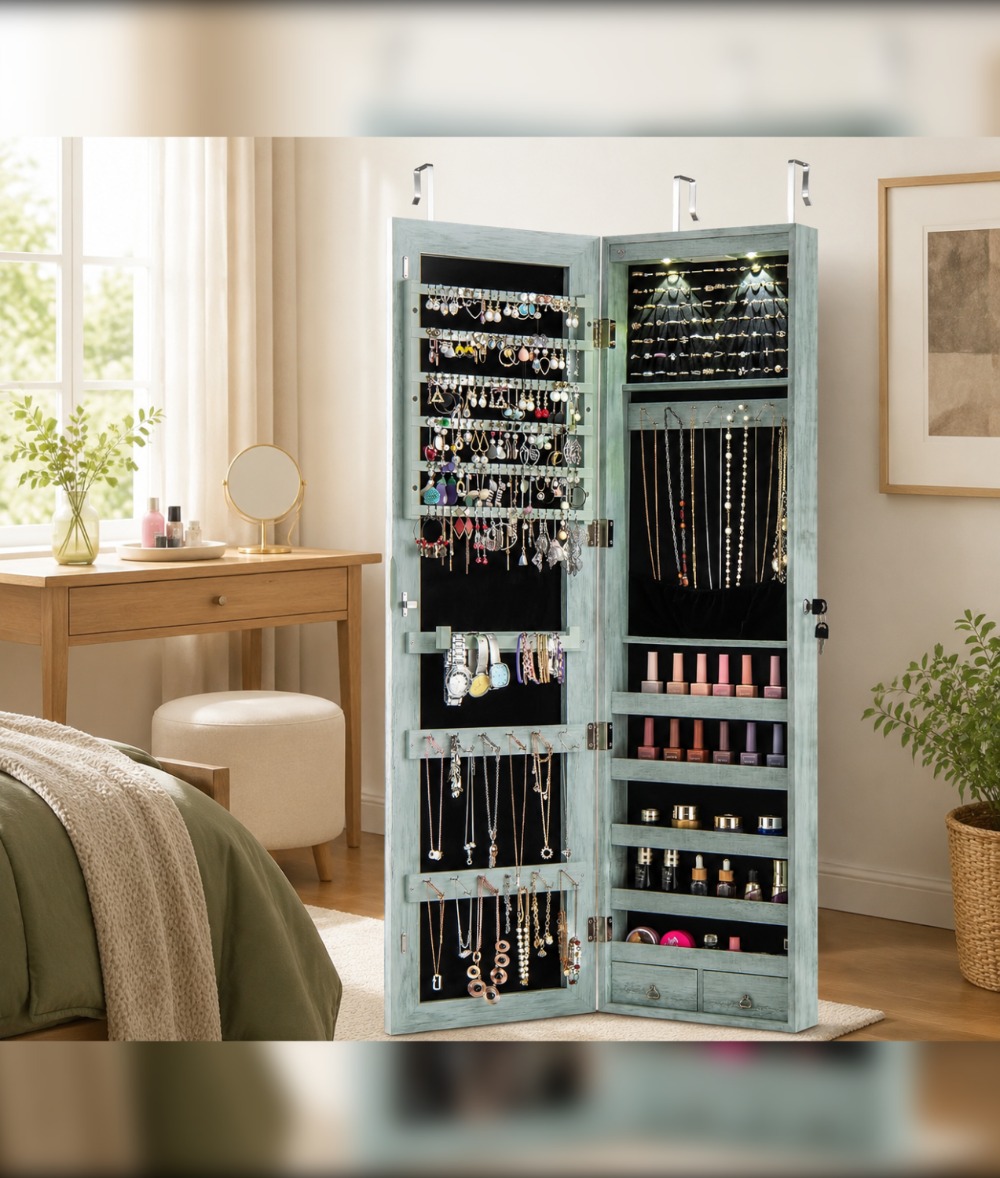 Szafa na biżuterię montowana n – Full Length Mirror Jewelry Armoire recenzja i cena