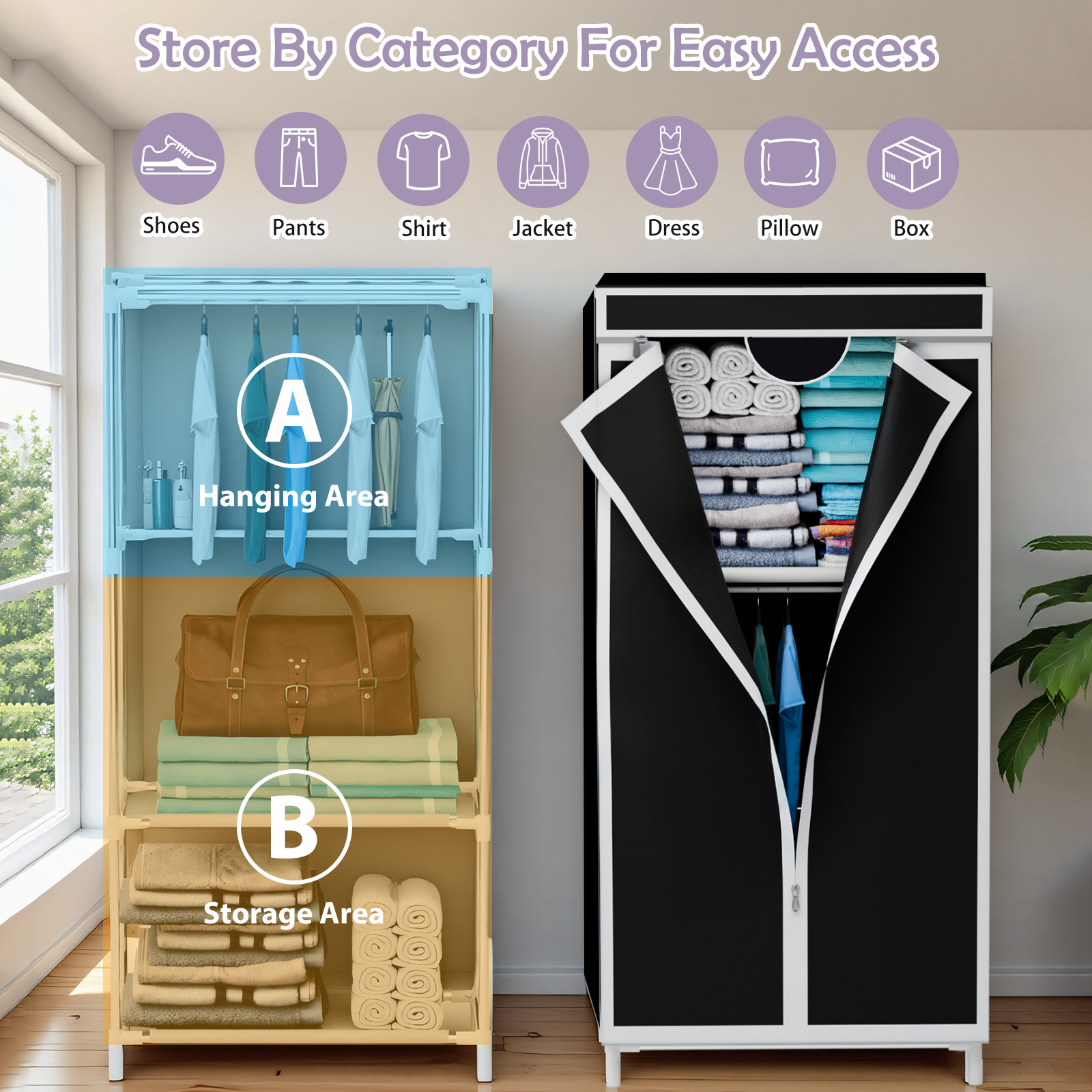 Przenośna szafa materiałowa z  – Wardrobe Closet Portable Fabric Cover recenzja i cena