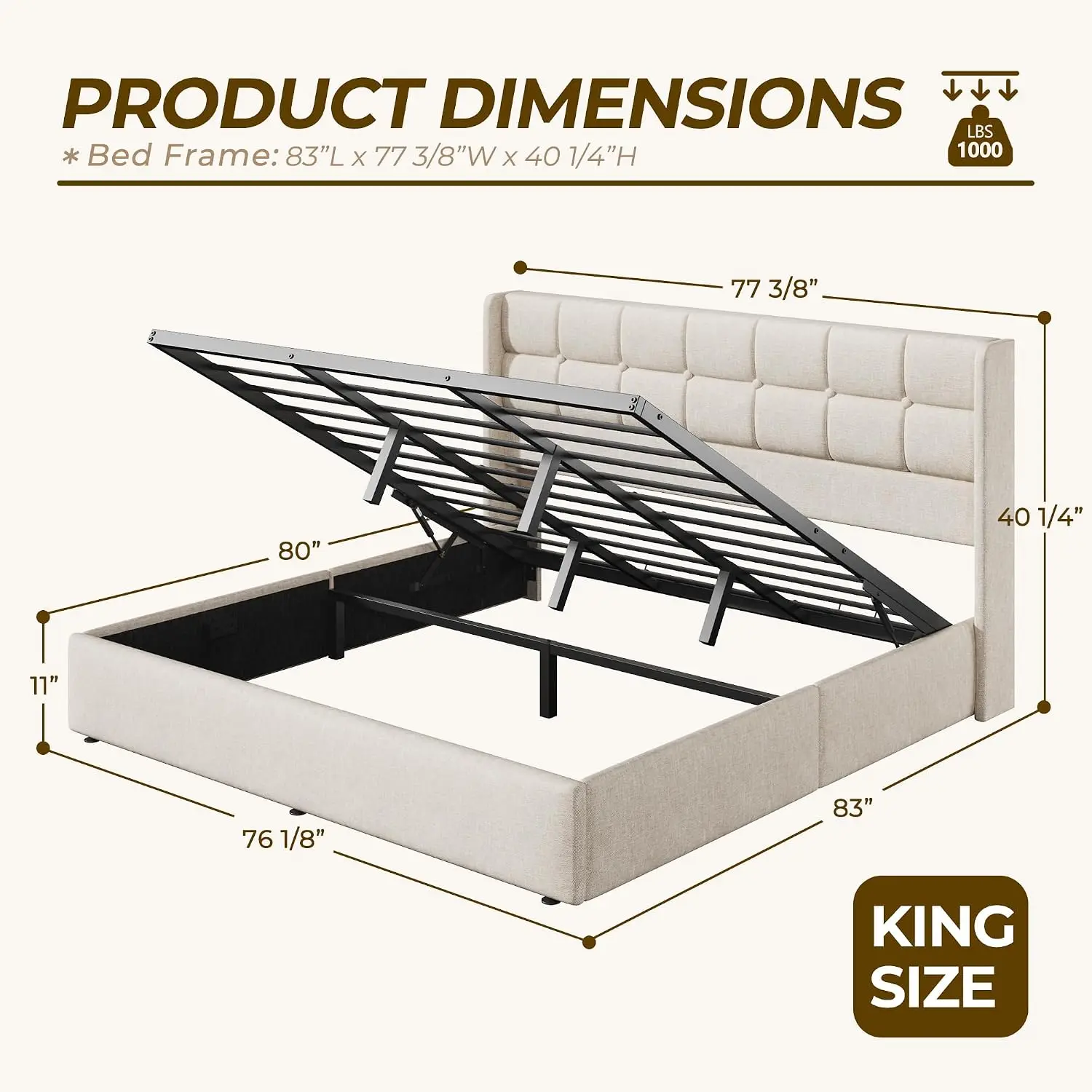 Rama łóżka z podnoszonym schow – Gas Lift Storage Bed Hydraulic recenzja i cena