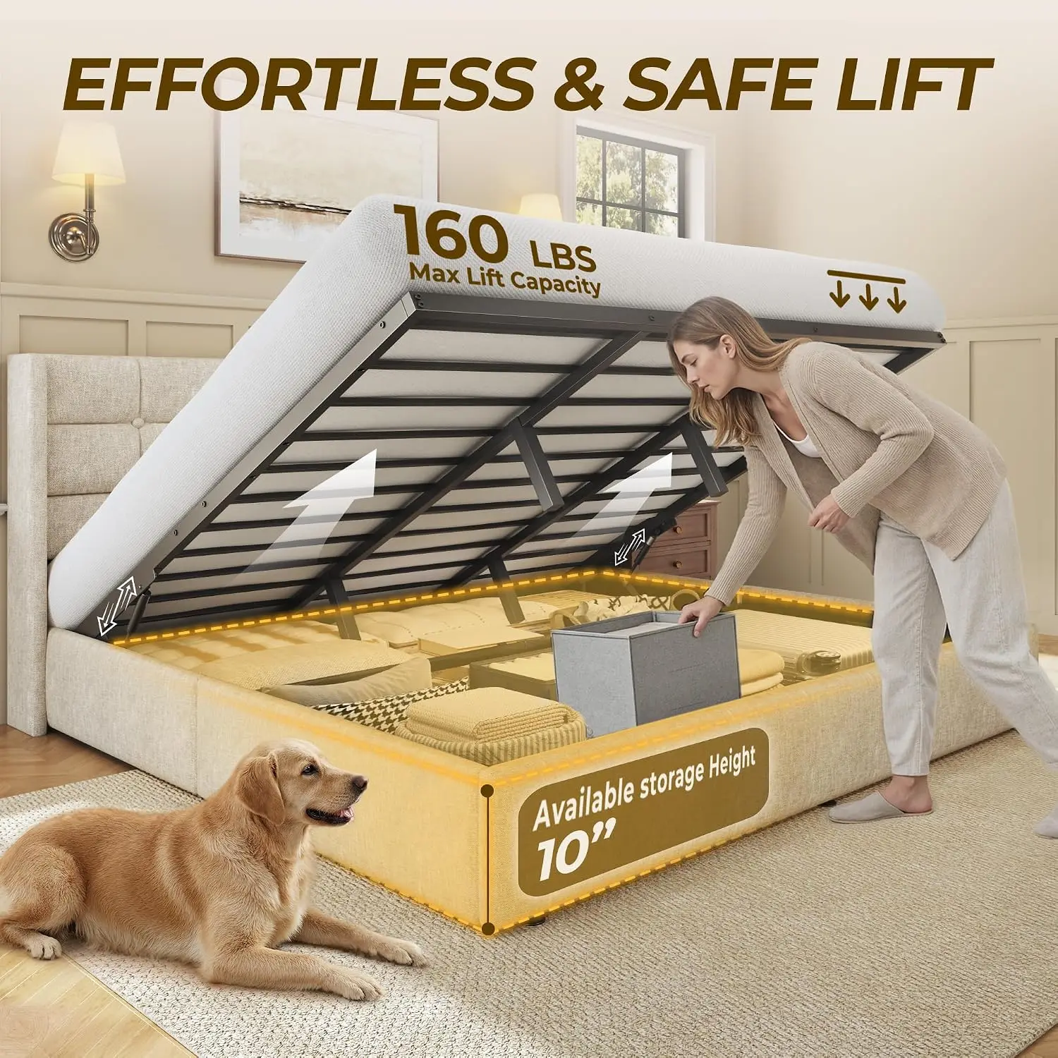 Rama łóżka z podnoszonym schow – Gas Lift Storage Bed Hydraulic recenzja i cena