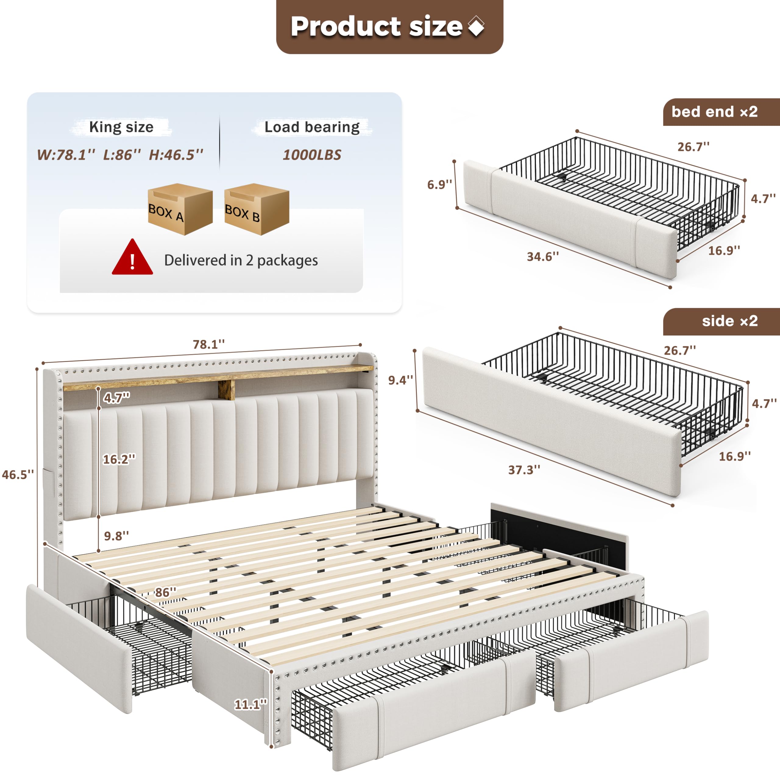 Rama łóżka w rozmiarze king si – King Size Bed Frame With Storage Drawers recenzja i cena