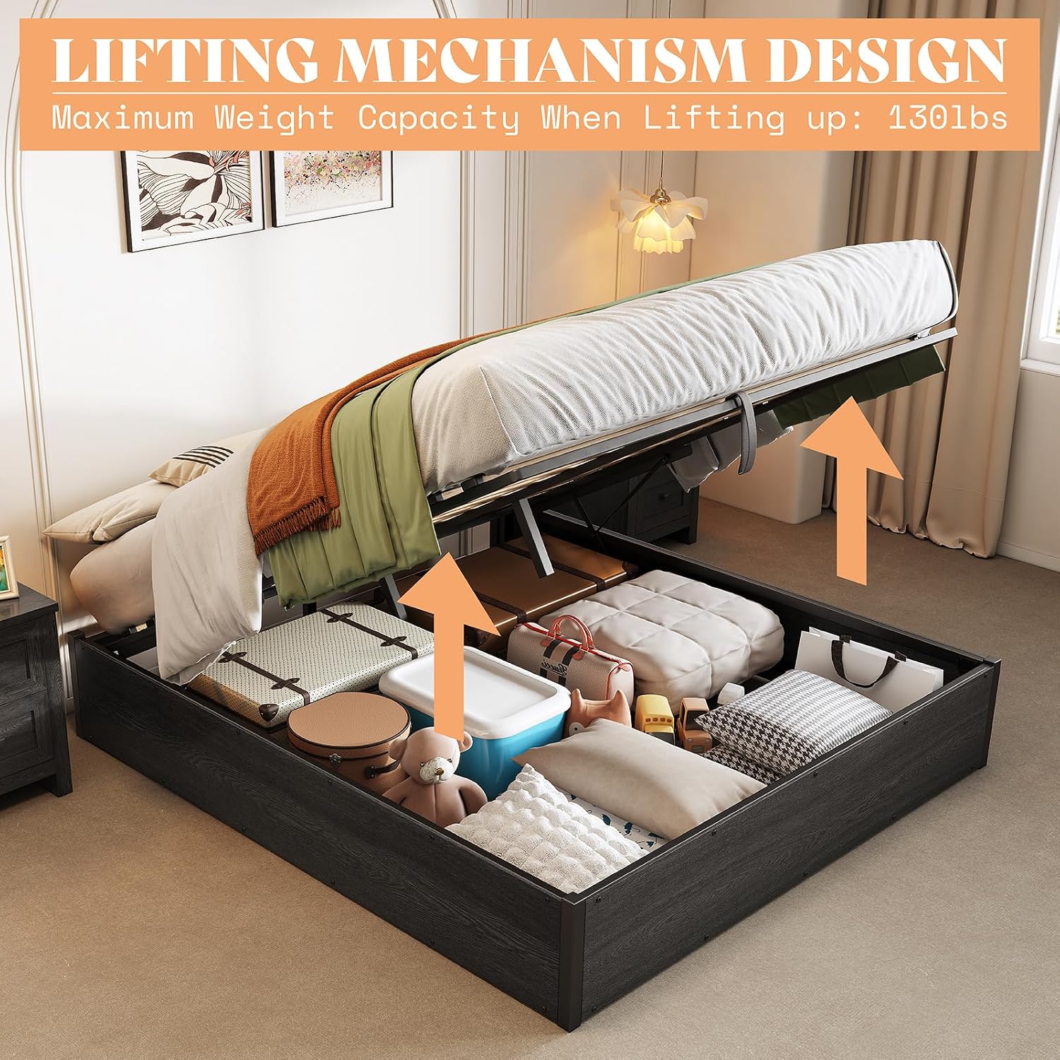 Rama łóżka z podnoszonymi scho – Gas Lift Storage Bed Hydraulic recenzja i cena