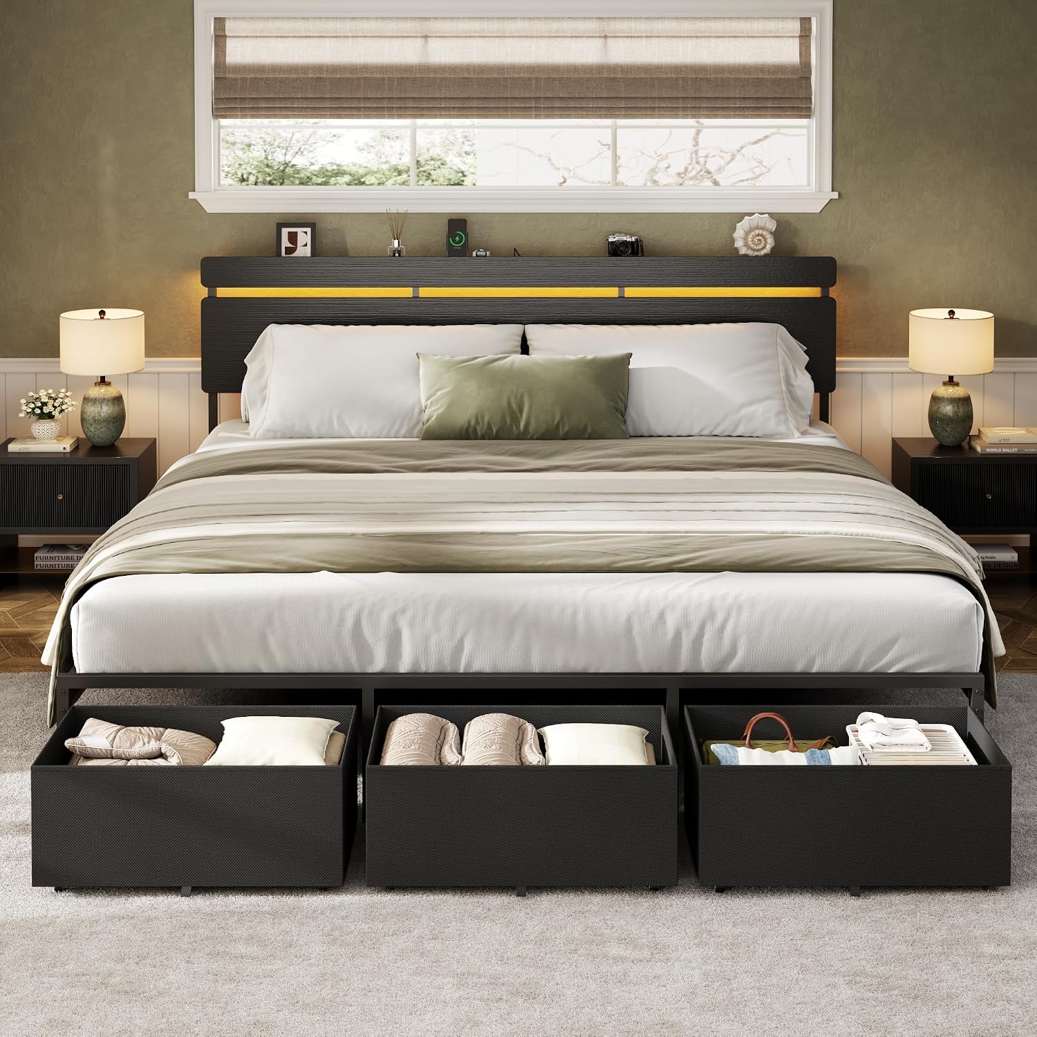 Rama łóżka Forestell w rozmiar – King Size Bed Frame With Storage Drawers recenzja i cena