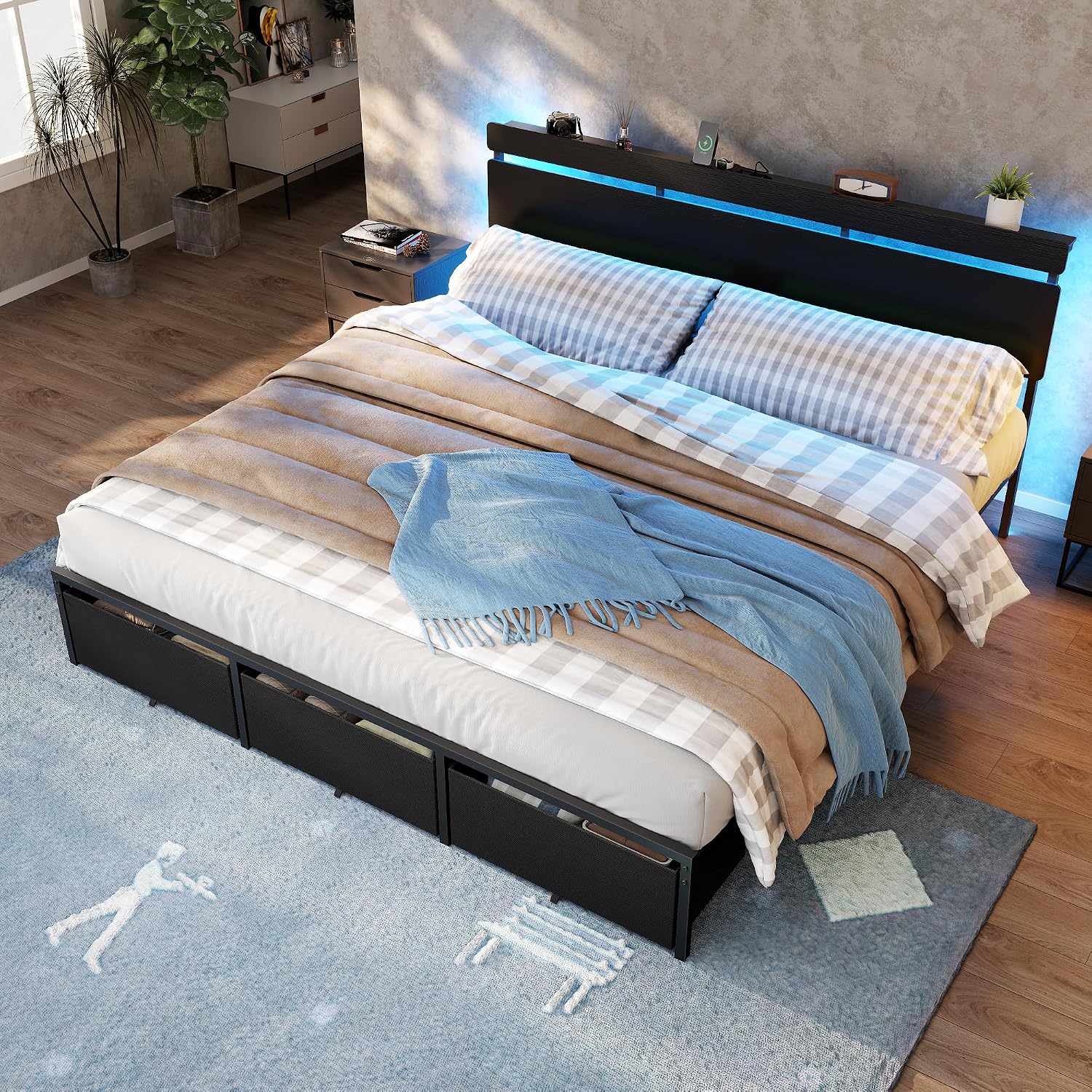 Rama łóżka Forestell w rozmiar – King Size Bed Frame With Storage Drawers recenzja i cena