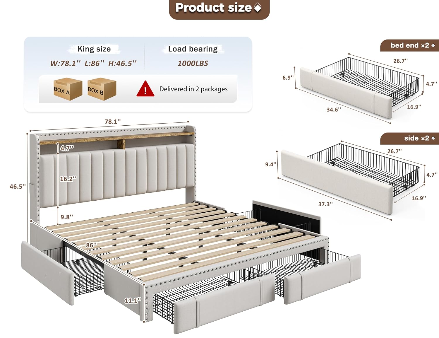 Rama łóżka w rozmiarze king si – King Size Bed Frame With Storage Drawers recenzja i cena