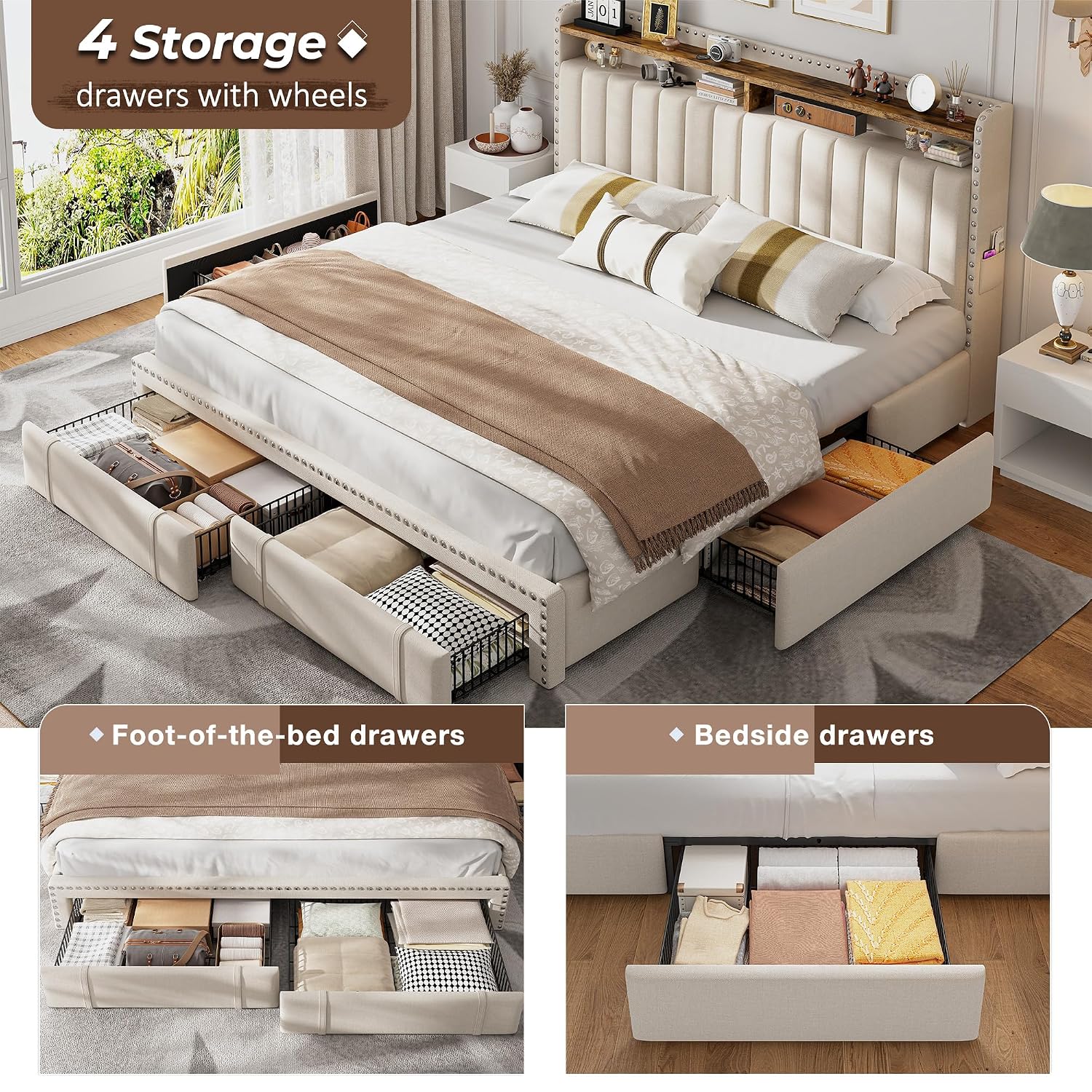 Rama łóżka w rozmiarze king si – King Size Bed Frame With Storage Drawers recenzja i cena